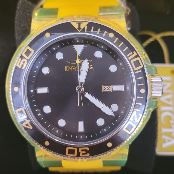Invicta Pro Diver Anatomic Men's Watch 51.5mm  Case, Yellow Band. - Picture 5 of 8